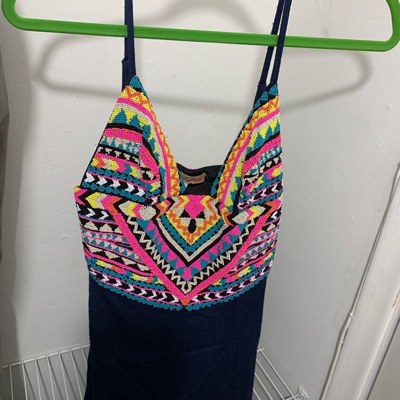 Beautiful dress with multi colored beading and long bottom - Picture 4 of 5